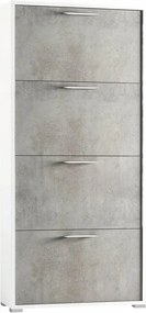 Scarpiera TERRANEO Puzzle 4 ante apertura a ribalta, doppia profondità L 67 x H 147 x P 28 cm 24 paia, bianco e grigio cemento