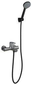 Miscelatore vasca nichel nero satinato con duplex e kit doccia serie Lizzy