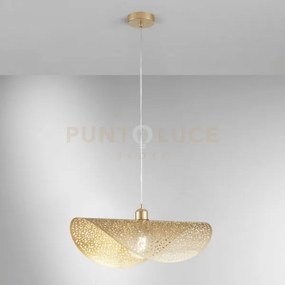 Lampadario a sospensione rhei-tara oro 1 luce attacco e27 50x30x150cm