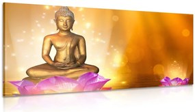 Quadro su tela – Statua di Buddha su fiore di loto