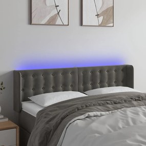 Testiera A Led Grigio Scuro 147x16x78/88 Cm İn Velluto /
