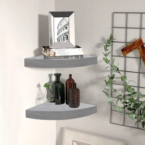 Mensole Angolari 2pz Grigio Cemento 35x35x3,8 Cm İn Mdf /
