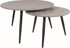 Set di Tavolini da caffè Kora C effetto marmo grigio/nero