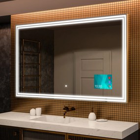 Specchio bagno retroilluminato LED L57 smart specchio per bagno con Stazione meteo Wi-Fi sinistra, Altoparlante Bluetooth