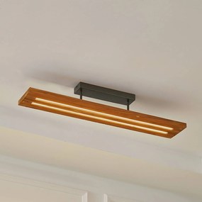 Plafoniera soffitto Nesaja Lindby, dimmerabile, Legno chiaro, Soggiorno / Sala da pranzo, Legno, Campagna / Rustiche, Plafoniera