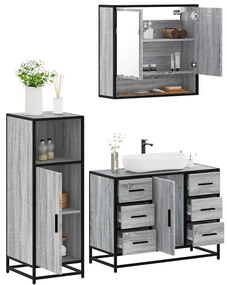 Set Mobili Da Bagno 3 Pz Grigio Sonoma İn Legno Multistrato /