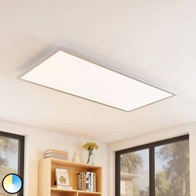Lindby Zento pannello LED, CCT, telecomando Lindby, dimmerabile, Alluminio / Grigio / Zincato, Cucina, Plastica, Moderno, Pannello LED
