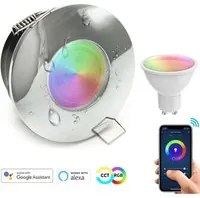 Faretto incasso IP65 SMART WiFi controllo Alexa Google 5W GU10 RGB CCT cromoterapia luci box doccia 230V SILVER CROMATO