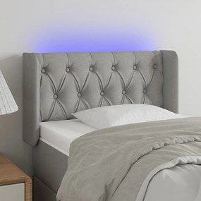 Testiera Grigio Chiaro A Led 83x16x78/88 Cm İn Tessuto /