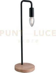 Lume sushi nero con legno naturale 1 luce attacco e14 14x45cm