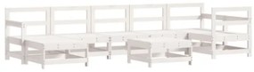 Set Salotto da Giardino 8 pz in Legno Massello di Pino Bianco