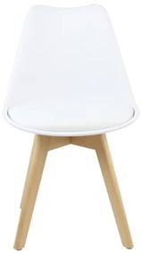 Sedia Nordica Con Gambe In Legno Bianca E Cuscino Design Moderno