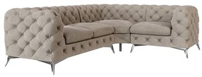 Divano angolare greige (con penisola a destra/a L) con rivestimento in velluto Chelsea – Ropez
