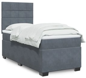 Giroletto A Molle Con Materasso Grigio Scuro 100x200 Cm Velluto /