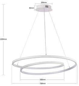Brilagi-LED Lampadario a sospensione dimmerabile TWISTER LED/75W/230V Ø 70 cm bianco + telecomando