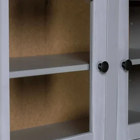 Credenza grigia 93x40,5x180 cm in legno massello di pino panama