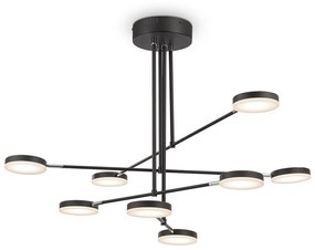 Lampadario A Sospensione Moderno Fad Metallo Nero Acrilico 8 Luci Led49W