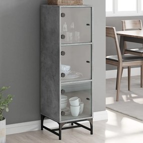 Credenza Con Ante İn Vetro Grigio Cemento 35x37x120 Cm /