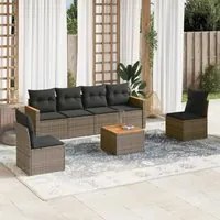 Set Divani da Giardino 7 pz con Cuscini Grigio in Polyrattancod mxl 89049