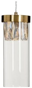 Lampadario Cristallo Dorato Metallo 11 x 11 x 45 cm