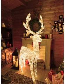 Renna luminosa 3D 600 lampadine led bianco caldo L 1.2 m x H 160 cm