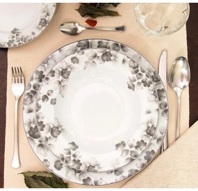 Set di 6 piattini da dessert in porcellana bianco e grigio chiaro ø 19 cm Foliage gray - Villa Altachiara