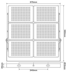 Faro LED 600W Modulare, IP65 130 lm/W Colore  Bianco Naturale 4.000K