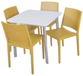 Sedia da giardino in plastica gialla Grid - Rojaplast