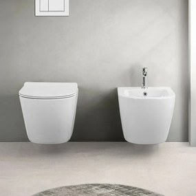 Wc sospeso Rimless serie Tokyo in ceramica bianco lucido