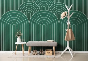 Carta da parati – Motivo arcobaleno verde Mid-Century
