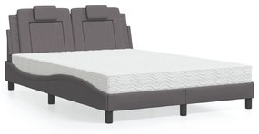 Letto Con Materasso Grigio 140x200 Cm İn Similpelle /