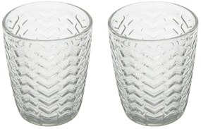 Set 2 bicchieri acqua vetro trasparente lavorato Milo
