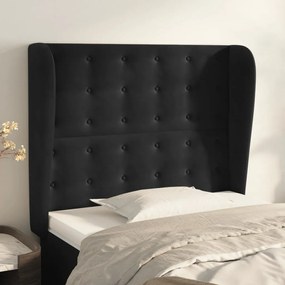 Testiera Ad Orecchio Nera 103x23x118/128 Cm İn Velluto /