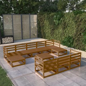 Set divani da giardino 11 pz in legno massello di pino