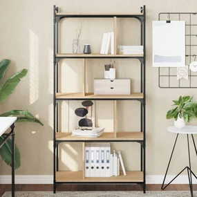 Libreria rovere sonoma 5 ripiani 76x32x158 cm legno multistrato