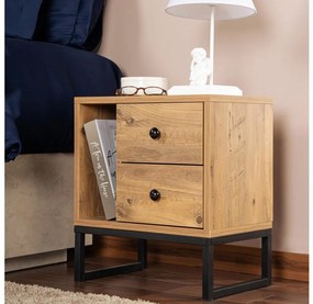 Comodino GLIMMER 50x45,2 cm pino atlantic/nero