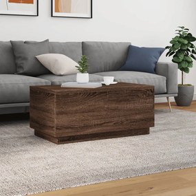 Tavolino da soggiorno con luci led rovere marrone 90x50x40 cm