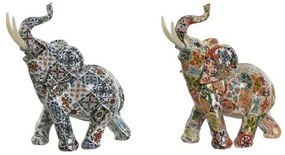 Statua Decorativa Home ESPRIT Multicolore Elefante Mediterraneo 16 x 7 x 17 cm (2 Unità)