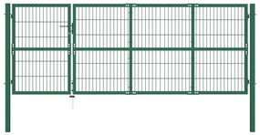 Cancello Di Recinzione Con Paletti 350x120 Cm İn Acciaio Verde /