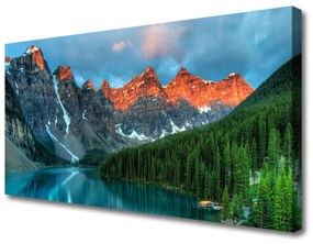 Quadro su tela Paesaggio del lago della foresta di montagna 100x50 cm