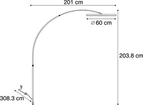 Lampada da terra ad arco di design oro con LED dimmerabile a 3 livelli - Anello