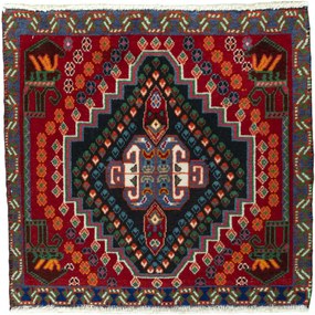Shiraz Tappeto persiano 60 x 60 Rosso (Iran) Annodato A Mano