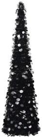 Albero di Natale Artificiale Apribile in PET, Nero / 150 cm