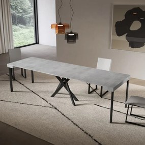 Consolle allungabile Libo - Cemento gambe antracite 90x40/300 cm