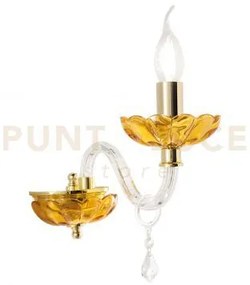Applique patricia 1 luce trasparente ambra attacco e14 25x25x12cm