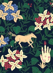 Coordonne Tapete Neo-Flowery - Navy