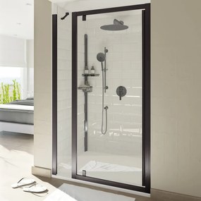 Porta doccia STYLE 50 cm, H 200 cm in vetro, spessore 8 mm trasparente nero