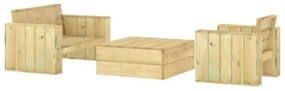 Set Salotto da Giardino 3 pz Legno Massello di Pino Impregnato