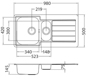 ALVEUS 1082440 - Lavello della cucina LINE 98x50 cm opaco acciaio/raso