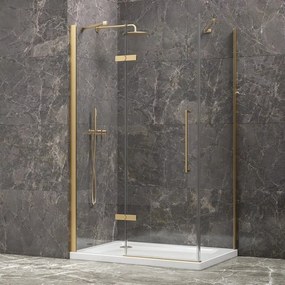 Kamalu - Box doccia 80x90 oro satinato porta battente 90 e fisso 80 cm | KT5000G